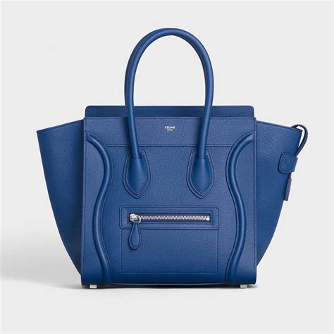 celine luggage pearl blue|CELINE Drummed Calfskin Micro Luggage Pearl Blue.